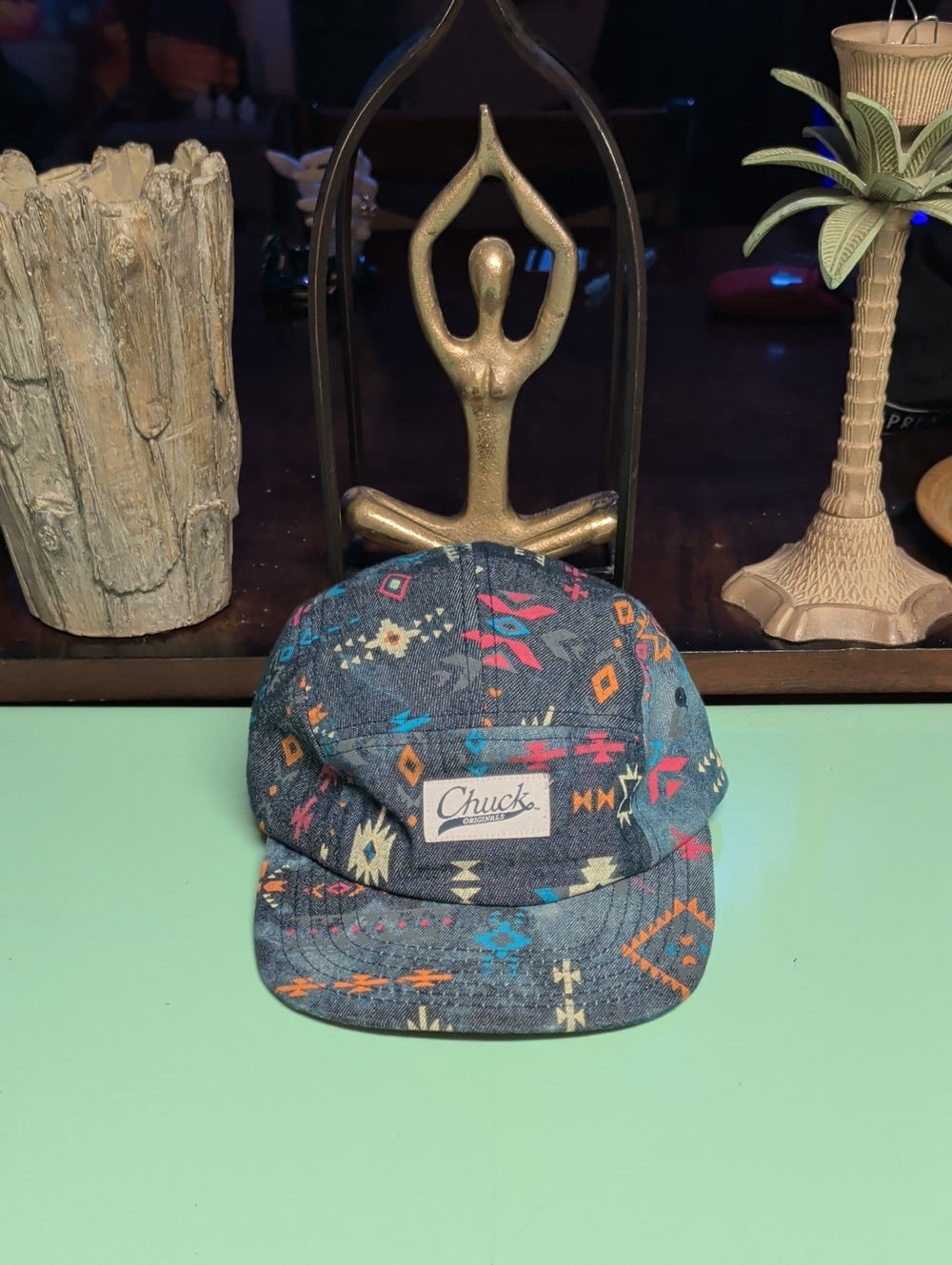 Converse Kids Navy Blue Snapback Hat with Multicolor Aztec Print